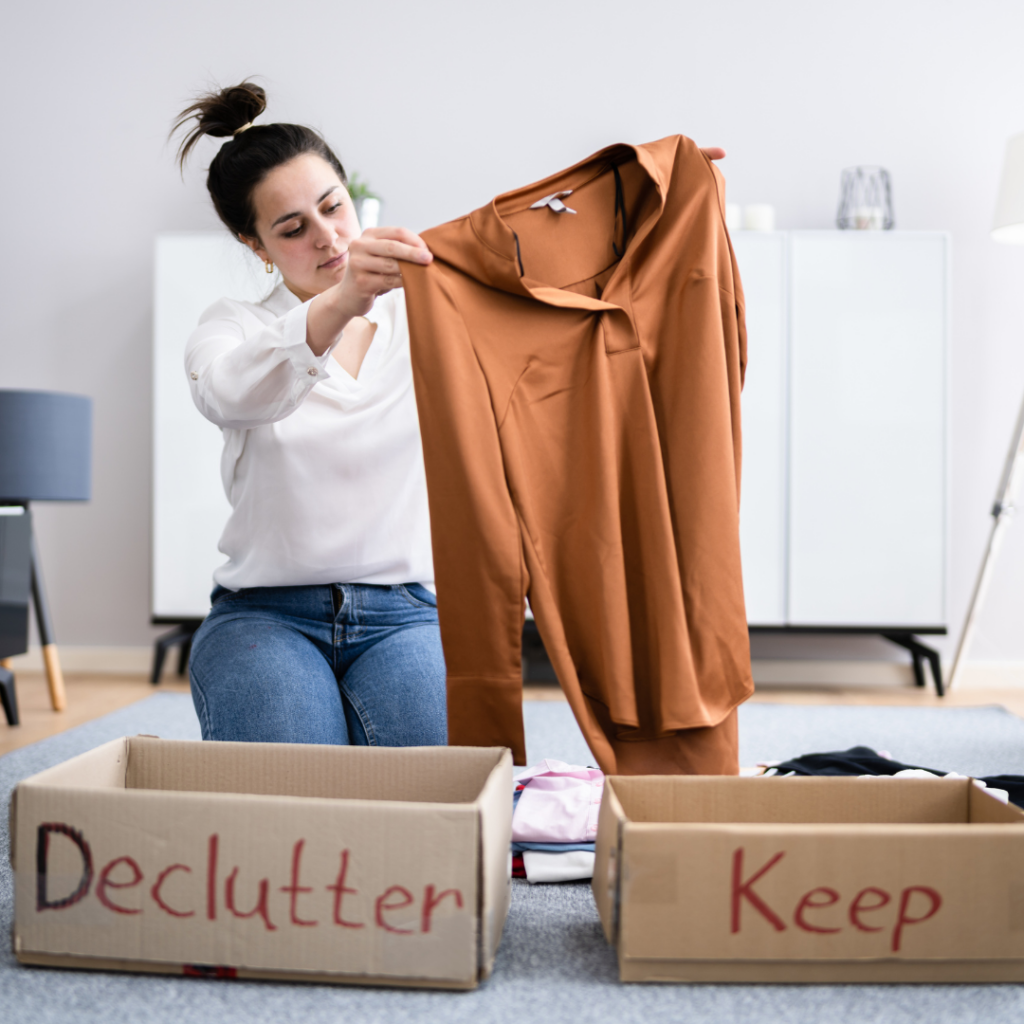 Image of woman sorting her clothes