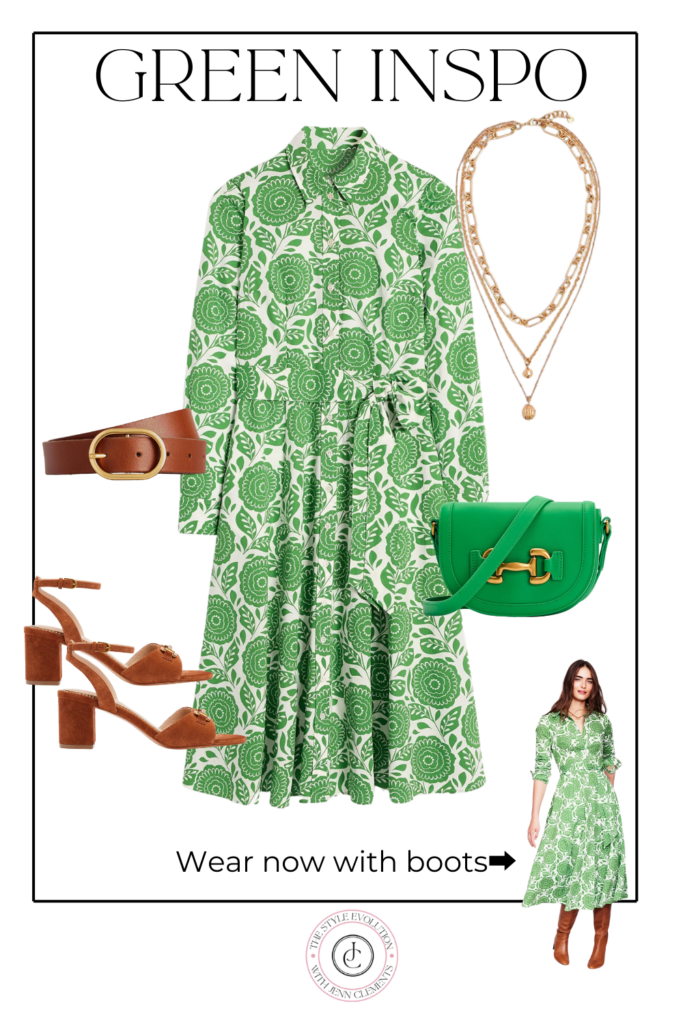 Spring green dress perfect for women over 40 for all the spring events 