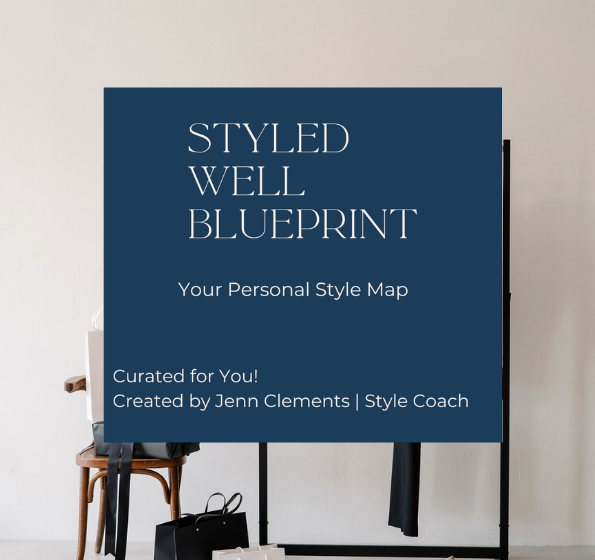 Styled Well Blueprint visual guide showing personalized silhouettes, proportions, and outfit ideas for women over 40.