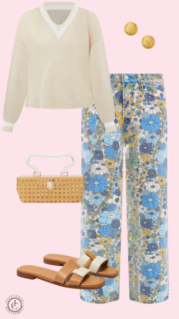 Relaxed & Put-Together: Oversized sweater + fun casual pants + statement accessories