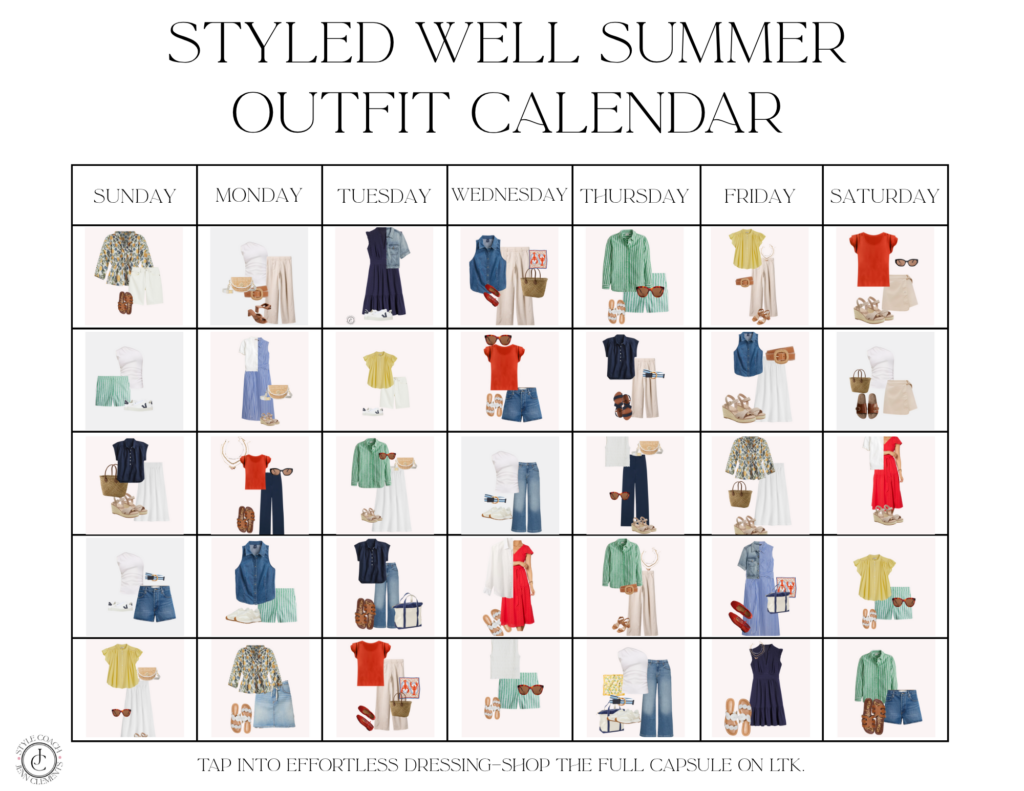 calendar of summer outfits 